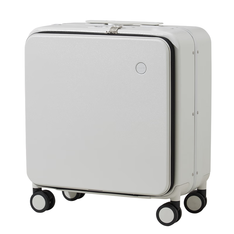 Mixi Side-Opening Aluminum Frame Suitcase, Men's Trolley Case, Luggage, Large Capacity Password Lock Suitcase, Travel Case for Women, 18 Inches, Smoke White