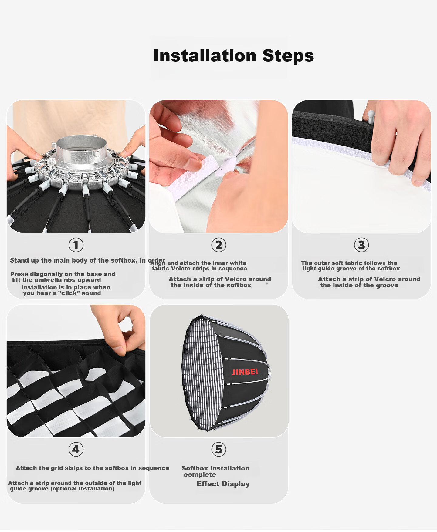 JINBEI JINBEI KE Deep Softbox Studio Photography Flash Accessory Portable Quick Clamp No Installation Required Compatible with LED Constant Light KE-120 Softbox Grid [Single Grid] 7