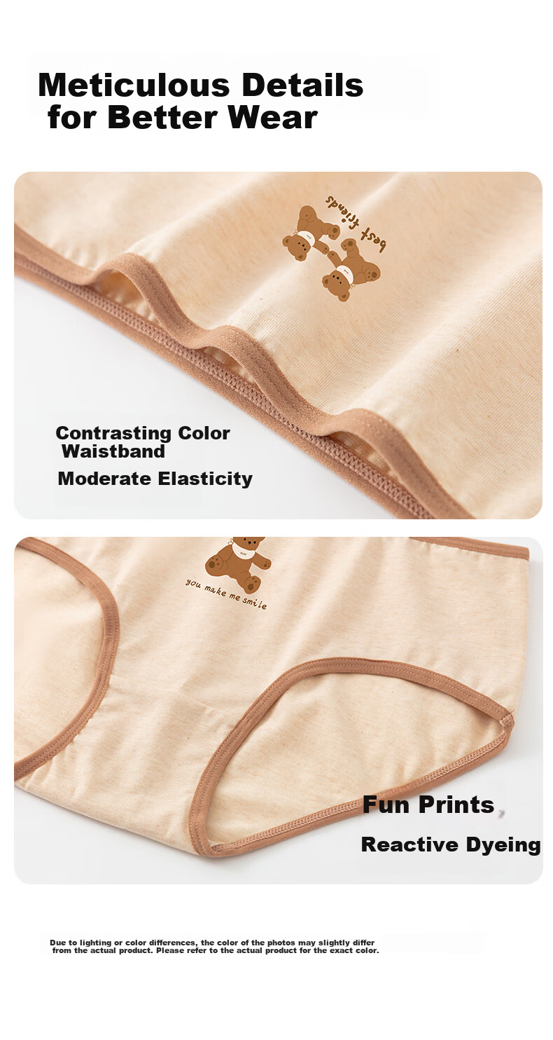 Dingguagua Girls' Triangle Underwear Short Pants Full Cotton Antibacterial Class A Breathable Children's Underwear Little Cute Rabbit 140 15