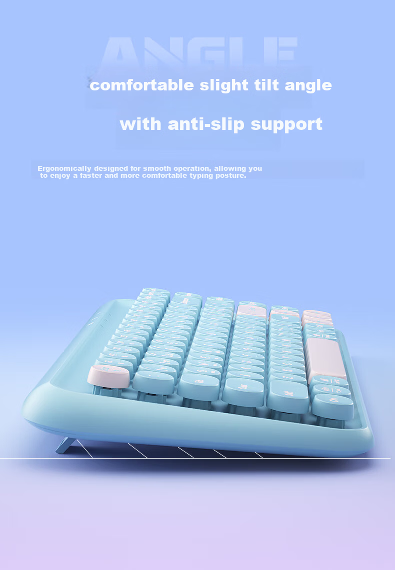 B.O.W Hangshi K500D Dual-Mode Bluetooth Wireless Keyboard Ultra-Thin Portable Office Tri-Mode 84-Key Keyboard for Phone iPad Tablet Laptop Starry Purple Color Block 18