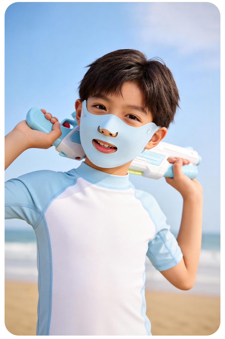 GOLOVEJOY Children's Breathable Sun Protection Mask UV Protection Lightweight Ear-Friendly Light Blue for School Outdoor Play Cycling 10