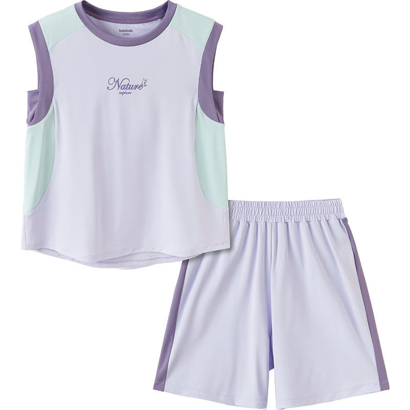 Balabala Girls' Vest Set Children's Two-Piece 2026 New Summer Quick-Dry Original Yarn Sun Protection UPF50+ Cooling