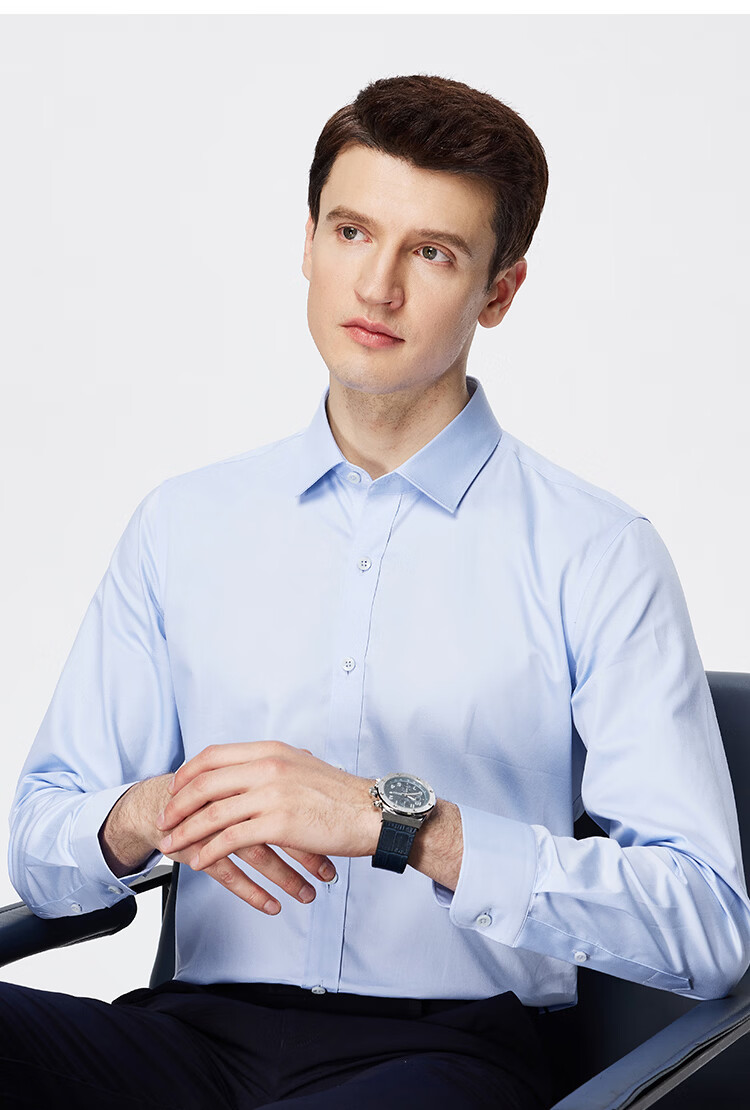 FIRS [100% Cotton Wrinkle-Free] Machine Washable Long-Sleeve Shirt for Men, High-End Pure Cotton Business Casual Long-Sleeve Dress Shirt 2