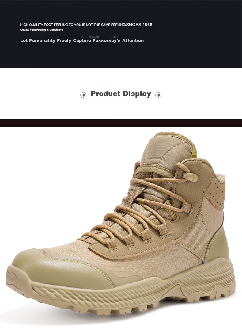 Jingzhen Desert Combat Boots Men Outdoor Hiking Military Tactical Mid-High Waterproof Rescue Work Boots New Model 9