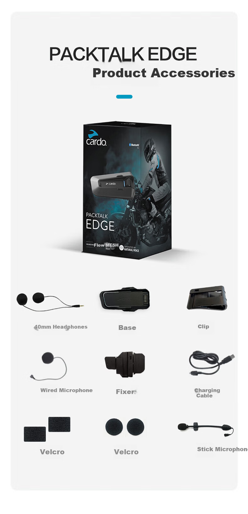 CARDO Motorcycle Helmet Bluetooth Headset Original Box Cross-Brand Intercom JBL Sound Cardo Edge 14
