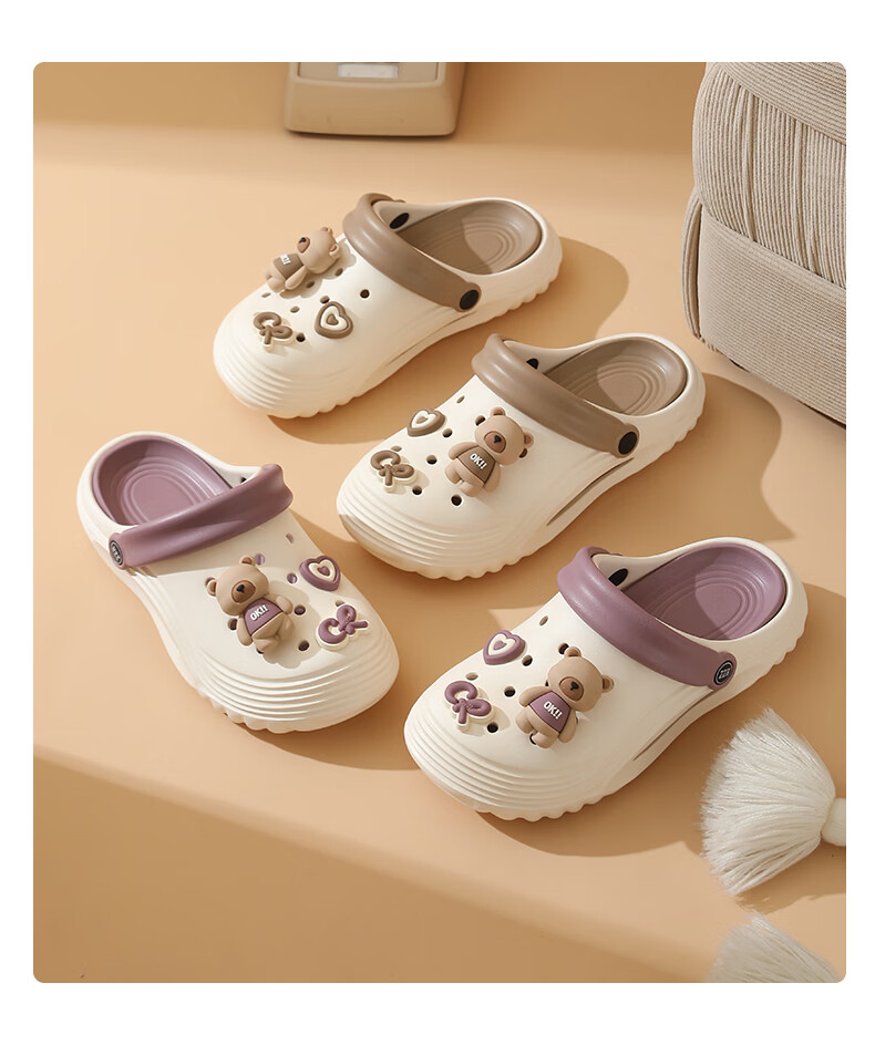 Cartelo Crocodile Cartoon Clog Sandals for Women, Two-Way Wear Beach Slippers, Model 1734, Khaki, Size 36-37 11