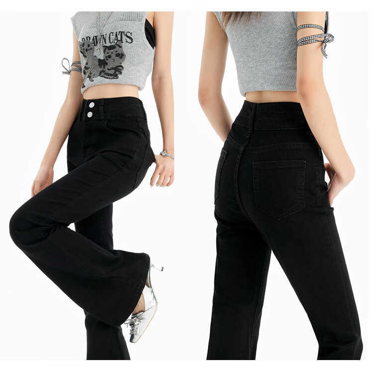 Pierre Cardin Women's Winter Denim Jeans Simple Soft Breathable Casual Slim Fit Straight Wide Leg Retro Blue M 45