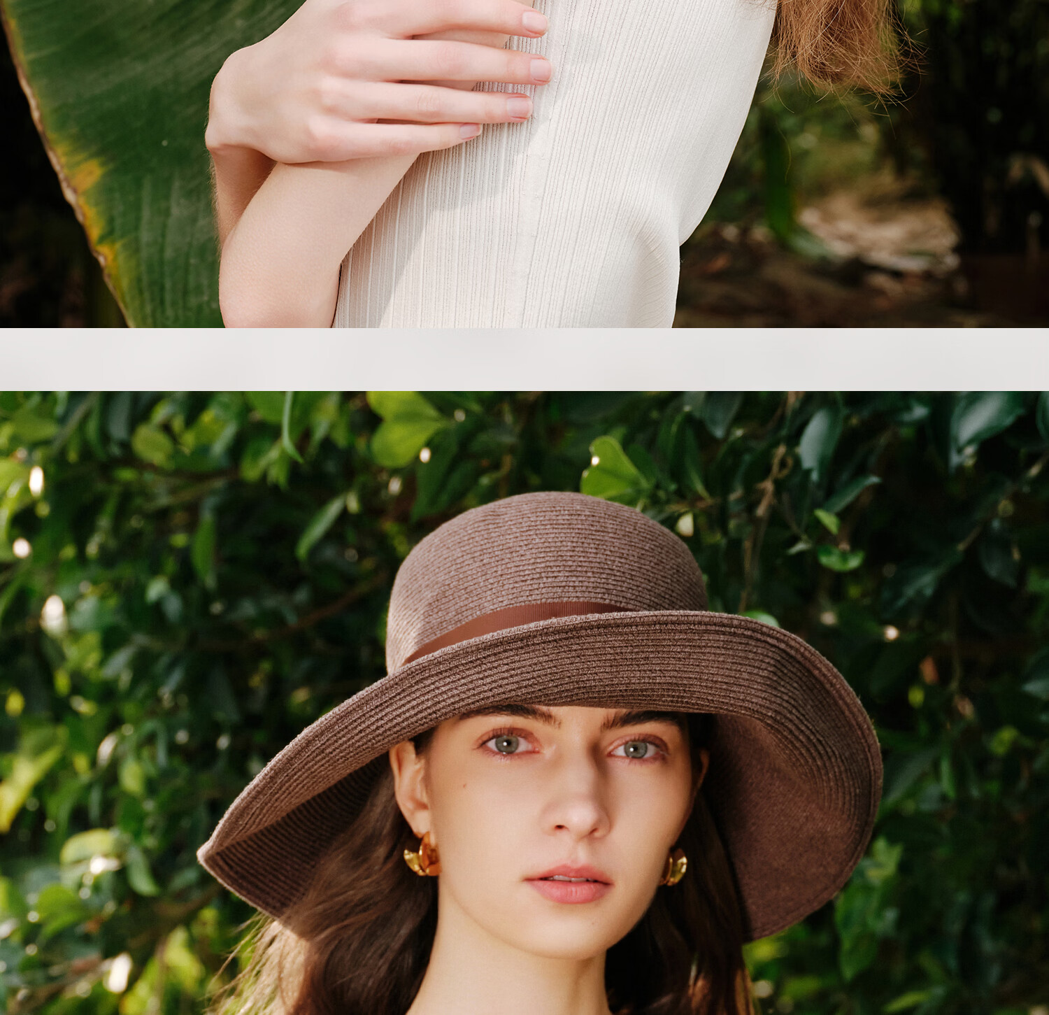 FANCET Women's Sun Hat Spring Summer Cotton Linen Blend Breathable French Style Wide Brim Bucket Hat UV Protection Sunshade Hat for Travel 36