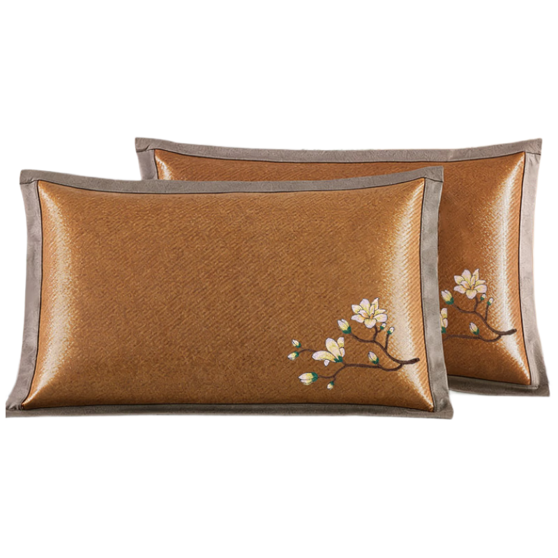 Hengyuanxiang Summer Ice Rattan Pillowcase Single Ice Silk Pillow Cover Rattan Cooling Pillow Core Isolation Cover Elegant Orchid Branch