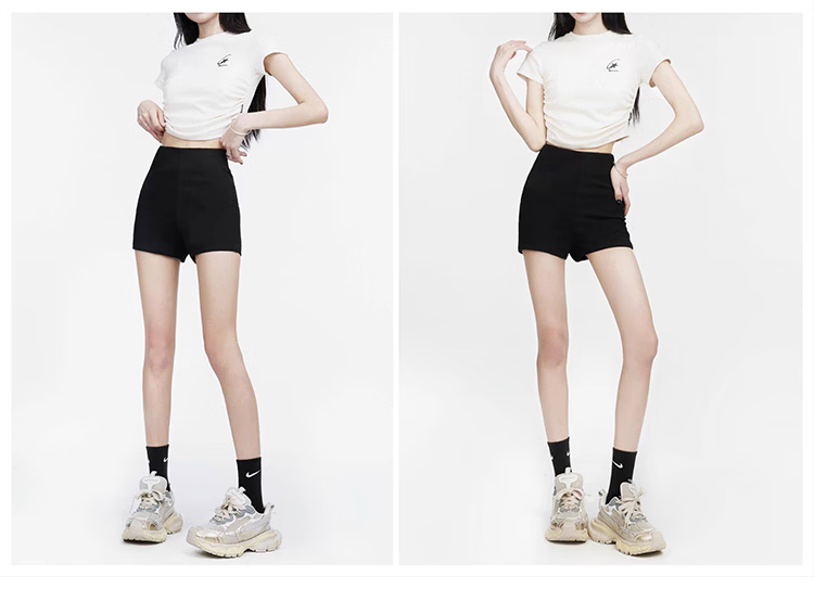 Borui Spring Summer Women's Shorts 2026 New A-Line Black High Waist Slim Sexy Hot Pants 3