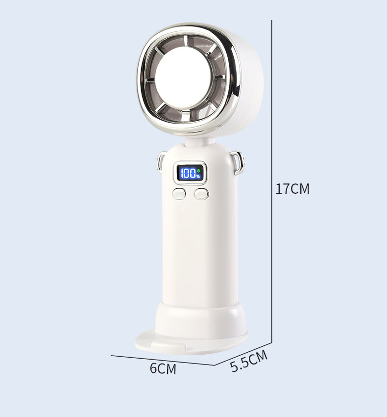 Baosou [Cooling Ice Compress + High-Speed Digital Display] Handheld Mini Fan Portable Foldable Neck Hanging USB Rechargeable Office Desktop Student Outdoor Camping Electric Fan Purple 7