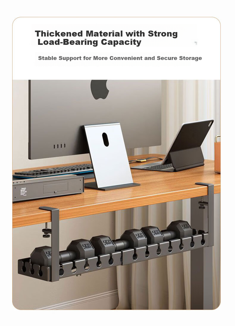 Sushiermo Under-Desk Cable Organizer Wire Management Router Cable Storage No-Drill Socket Tool White Adjustable 43-74cm 8