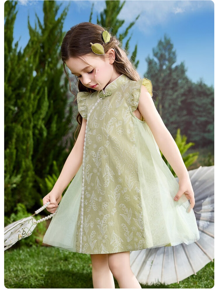 ASK JUNIOR Children's Qipao Dress 2026 Summer Toddler Short Sleeve New Chinese Style Dress for Girls 10