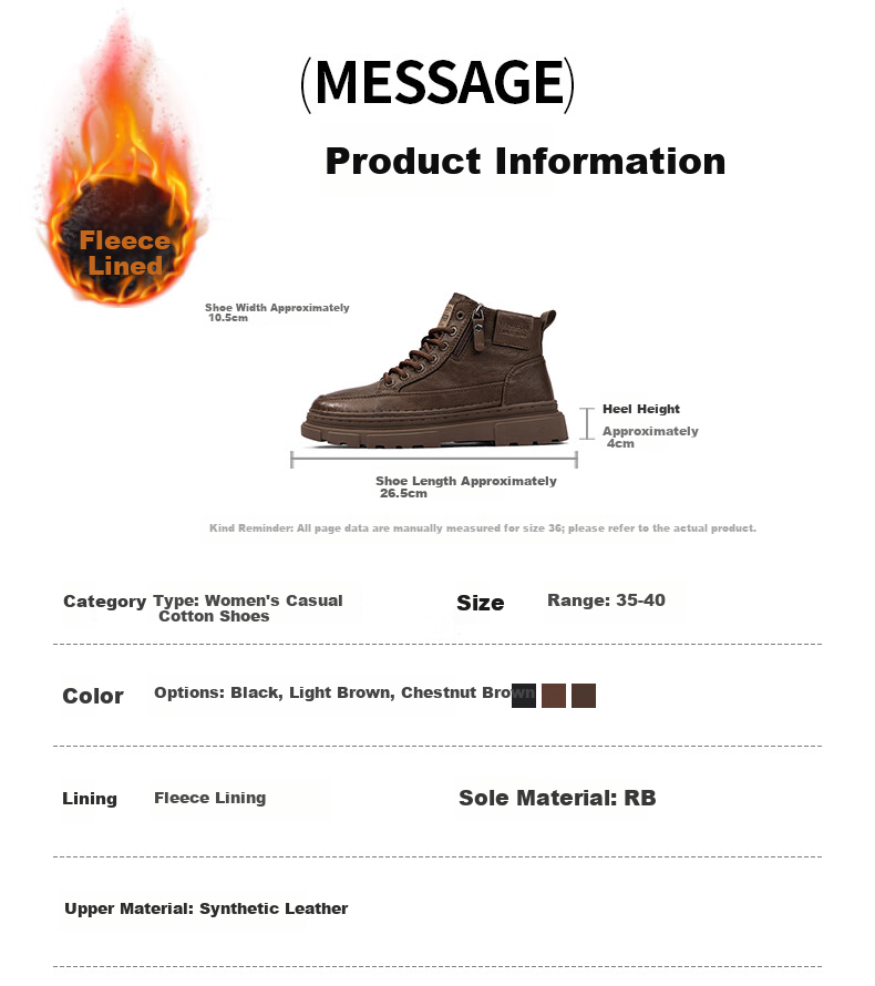 Eierkang Men's Cotton Shoes British Style Martin Boots Casual High-top Sneakers Retro Fashion Work Boots Trendy Thick-soled Shoes for Men 15