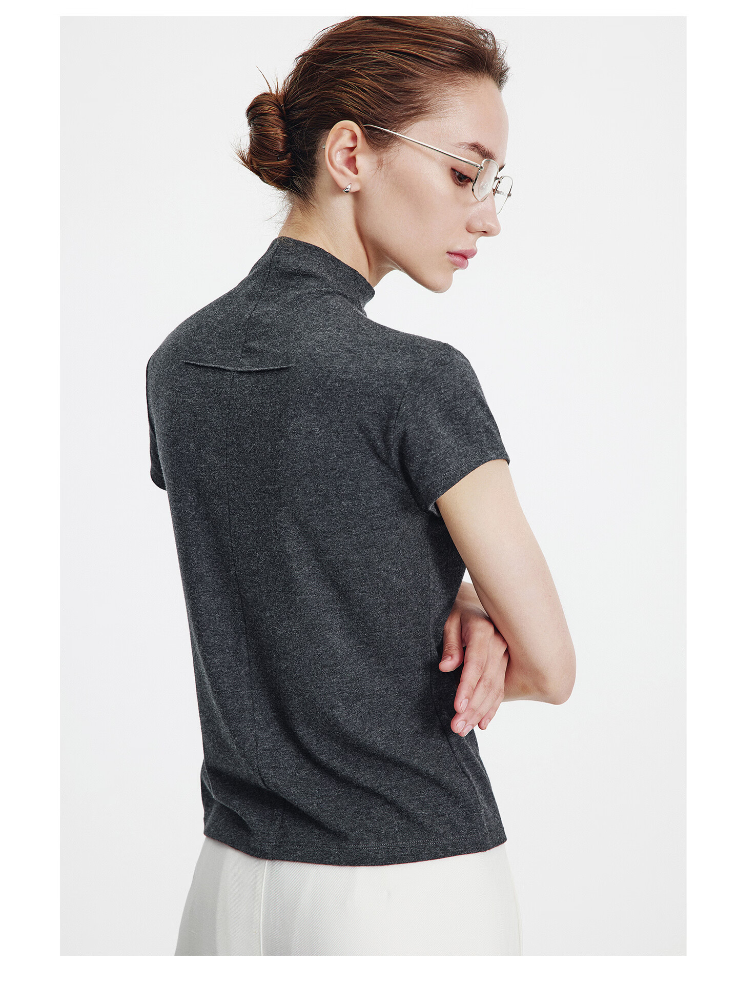 Navigare Italian Small Sailboat High Neck Short Sleeve T-Shirt 2026 New Women's Slim Fit Flutter Sleeve Antibacterial Top 2325556501 24