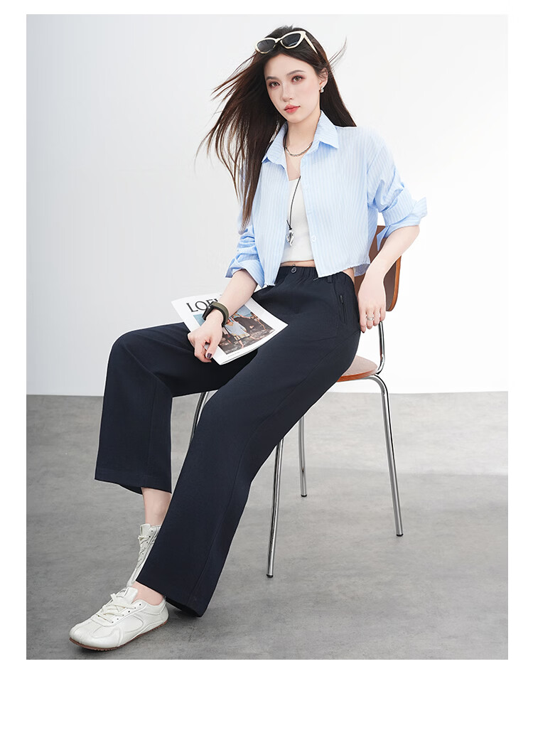 Free Style Women's Nine-Point Linen Wide-Leg Pants Summer Thin High Waist Slim Loose Cool Straight Casual Trousers 2026 New Arrival 23