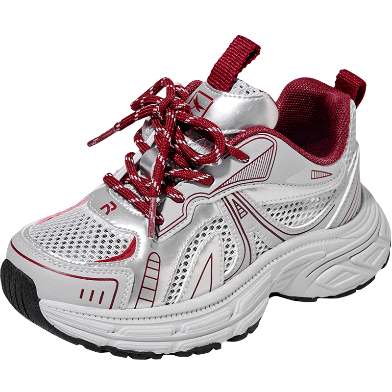 Red Dragonfly Girls' Summer Children's Sandals Sports Running Soft Sole Dad Shoes Q53BD048L Gray Silver Size 35