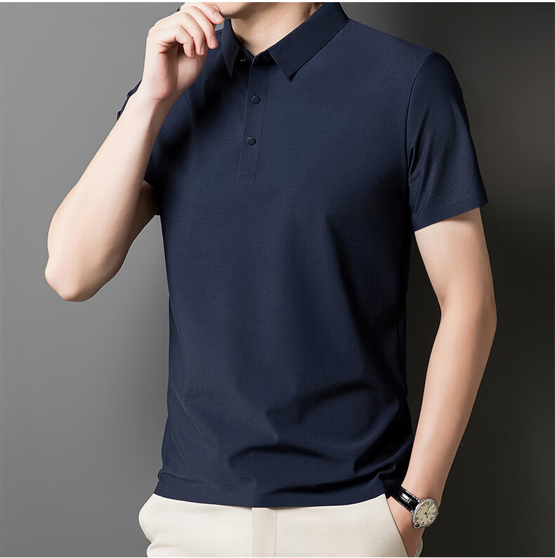 ROMON Ice Silk POLO Shirt, Breathable Lucky Pattern Short-Sleeve T-Shirt, Moisture-Wicking, Sun-Protective, Quick-Drying, Wrinkle-Resistant Top, Light Gray, XL 31