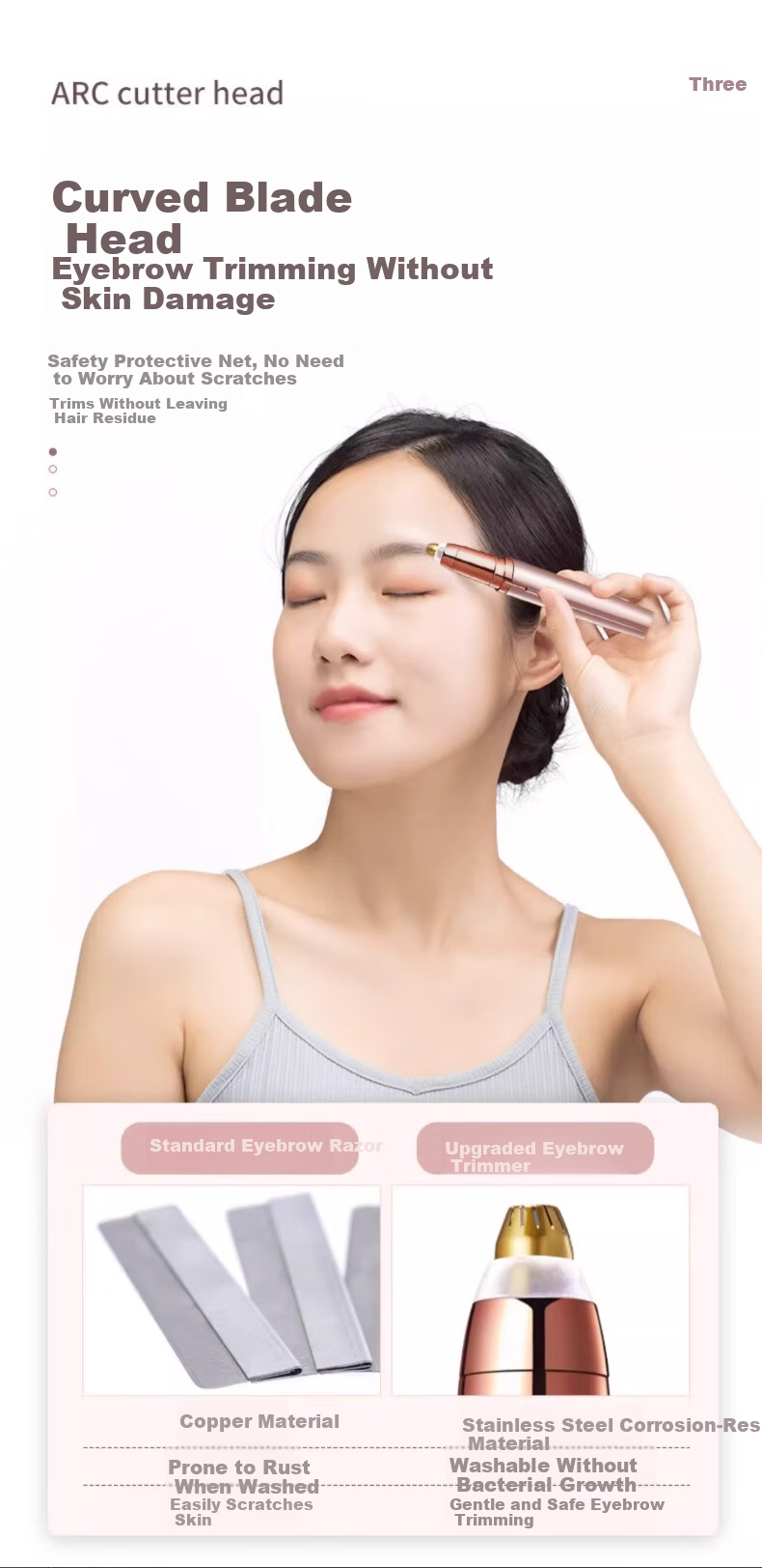 Sidomi Electric Eyebrow Trimmer 1pc Advanced Portable Eyebrow Groomer Safe Anti-Scratch Women’s Eyebrow Shaping Tool 7