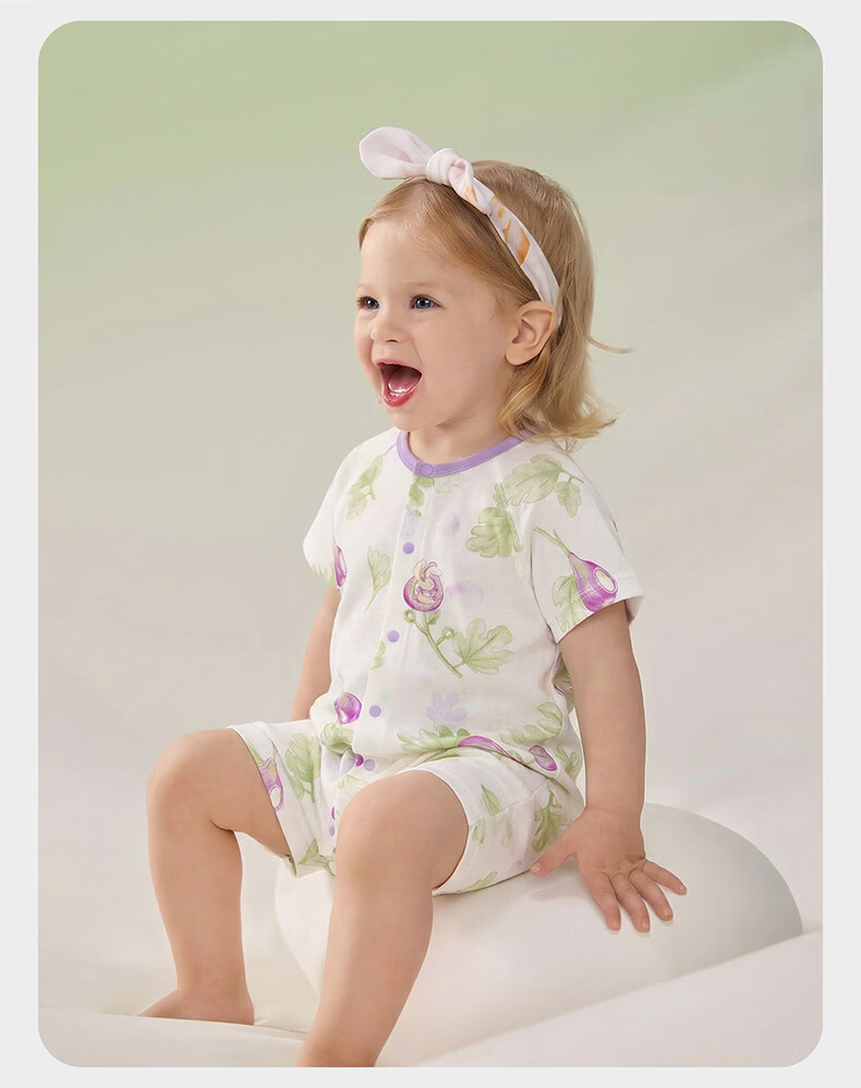 Babycare Natural Cool Short Sleeve Romper Baby Bodysuit Breathable Jumpsuit Mint Ice Lemon Size 66 31
