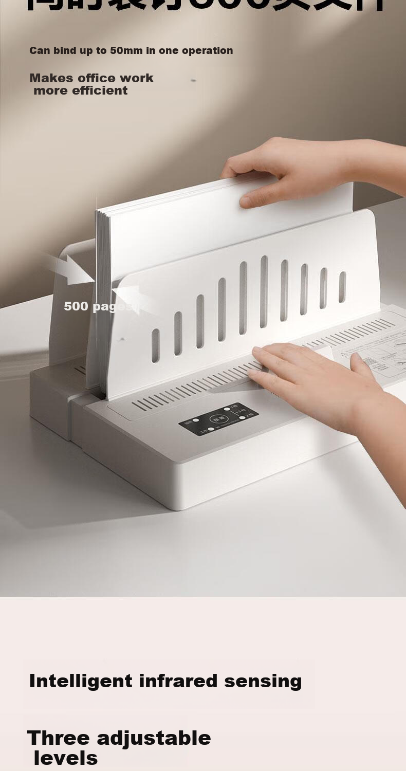 Deli 50mm Contract Tender Archive Document Hot Melt Glue Binding Machine Hot Melt Financial Voucher Binding Machine Damage-Free Glue Binding Intelligent Temperature Control PTC Ceramic Heating GB400 4