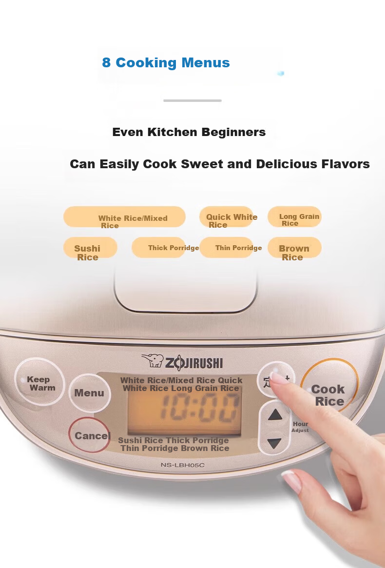 ZO JIRUSHI Mini Household Multifunctional Smart Scheduled Rice Cooker Non-stick Easy-to-Clean Inner Pot Black Inner Pot 8 Cooking Functions 1.8L (1-3 People) 4