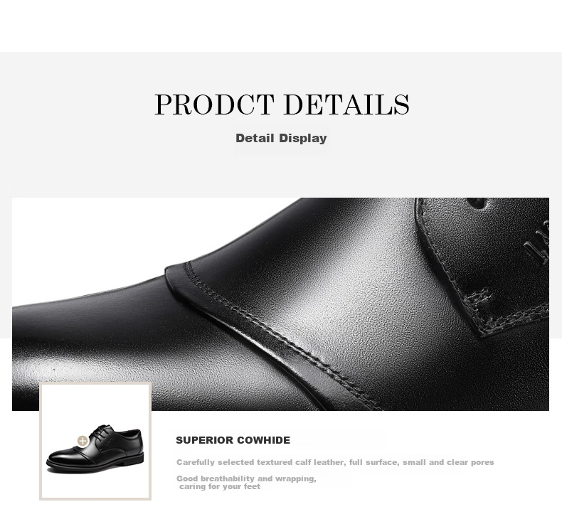 LAORENTOU Men's Leather Dress Shoes Spring Autumn First Layer Cowhide Casual Business Round Toe Wedding Shoes 1717 Black Size 38 19
