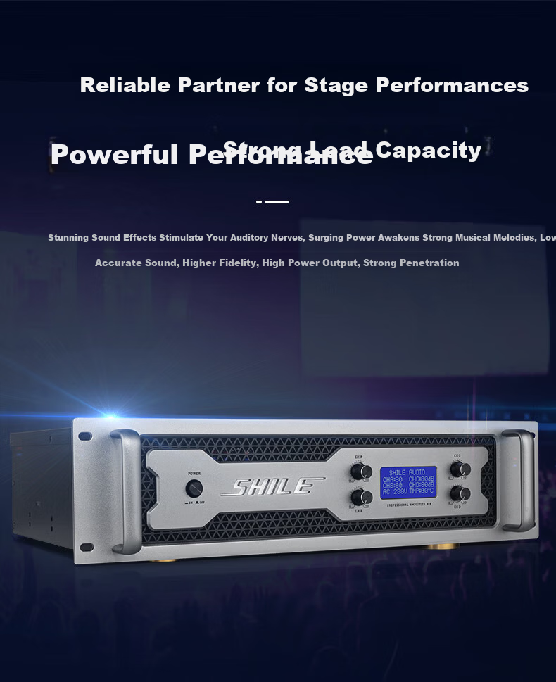 SHILE Professional Pure Power Amplifier Four-Channel AV Amplifier Stage Performance Wedding Event Conference Room Multi-Function Hall Power Amplifier H-4 4
