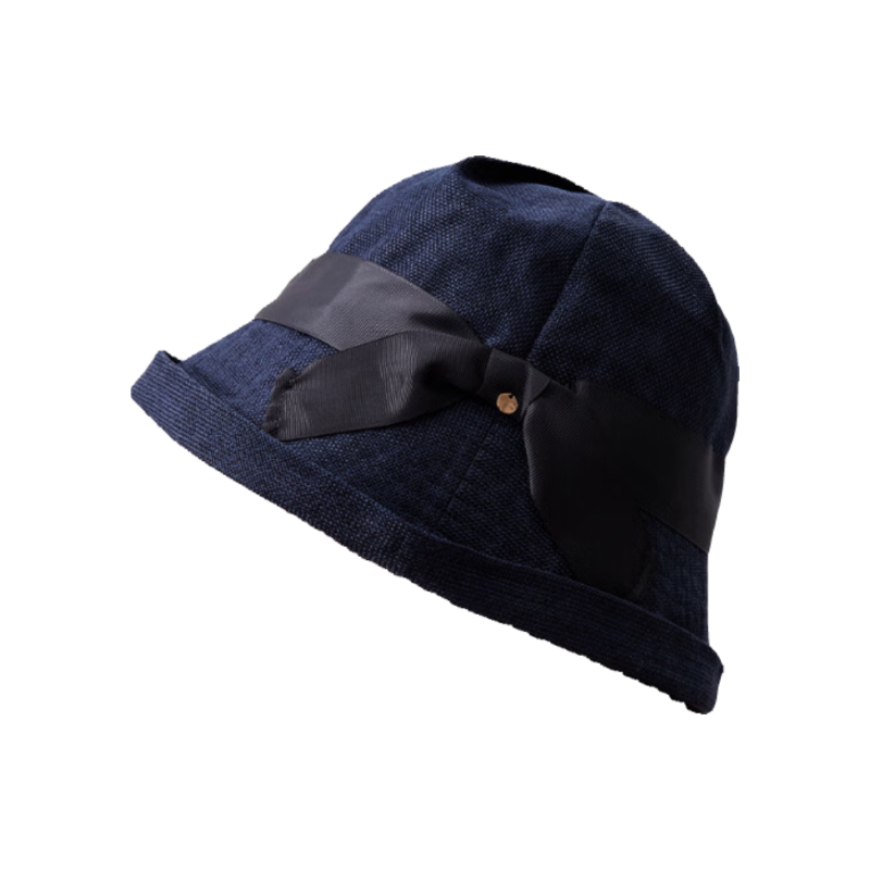 Lagur Lightweight Paper-Feel Japanese Hemp Edge Fisherman Hat Breathable Thin Sunshade Foldable Midnight Blue