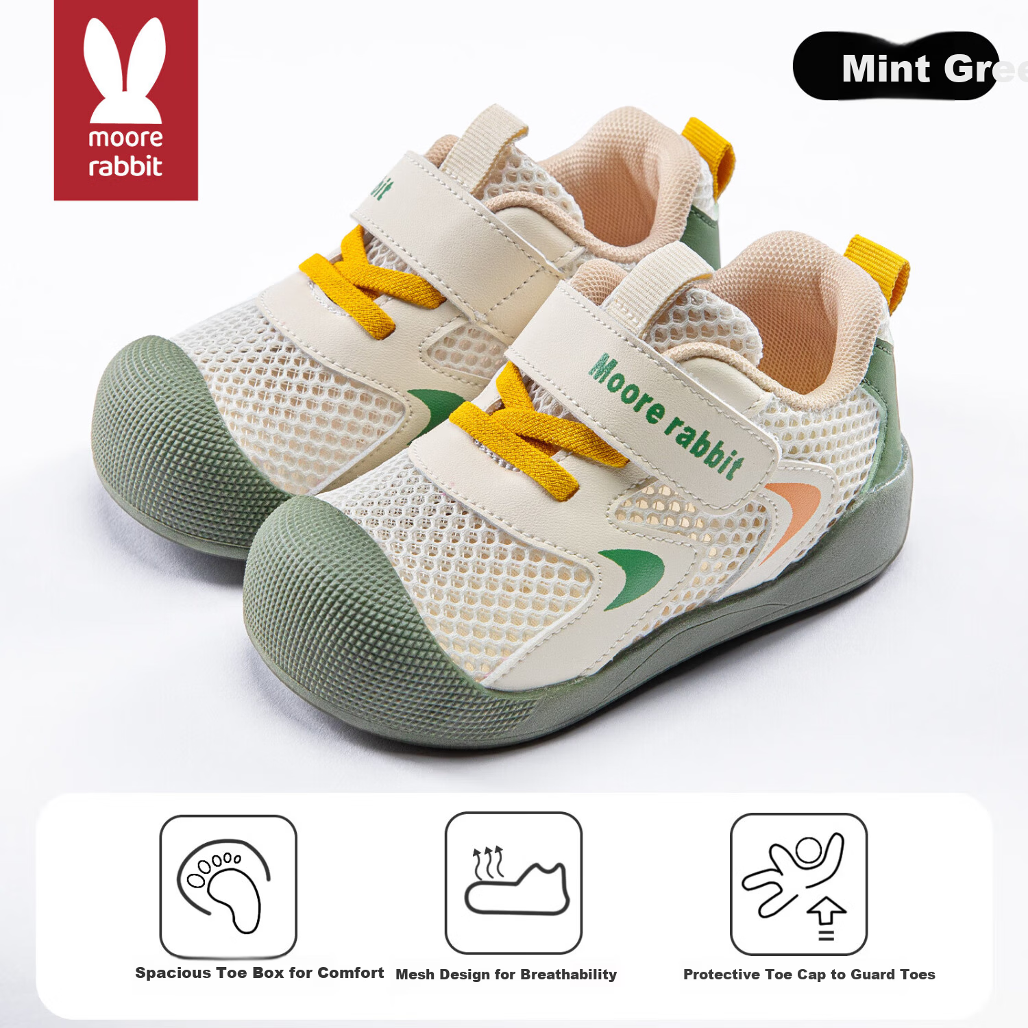 More Rabbit Children's Soft Sole Walking Shoes Four Seasons New Breathable Mesh Anti-Kick Baby Boys Girls Steady Walking Shoes