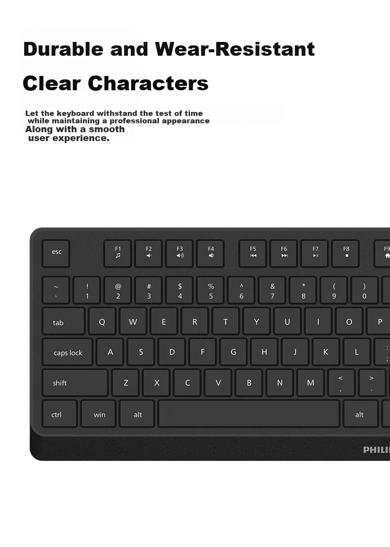 PHILIPS SPK6207 Wired Keyboard Business Office Keyboard for Desktop Computer And Laptop Universal Home Use USB Interface Ergonomic Keyboard for Corporate Procurement Black 5