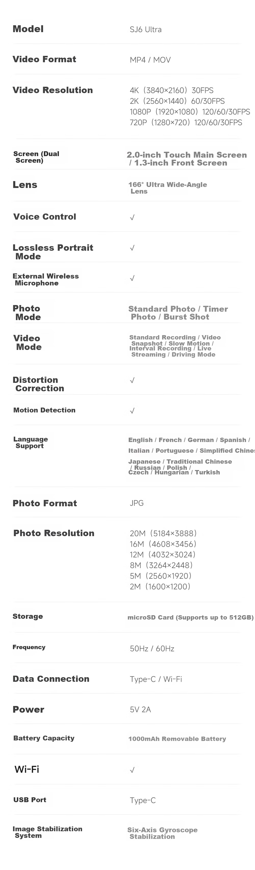 SJCAM SJ6 Ultra 4K Vertical Shooting Action Camera Horizon Stabilization Voice Control Motorcycle DVR Fishing Outdoor First-Person Pre-Recording Vlog 32GB 17