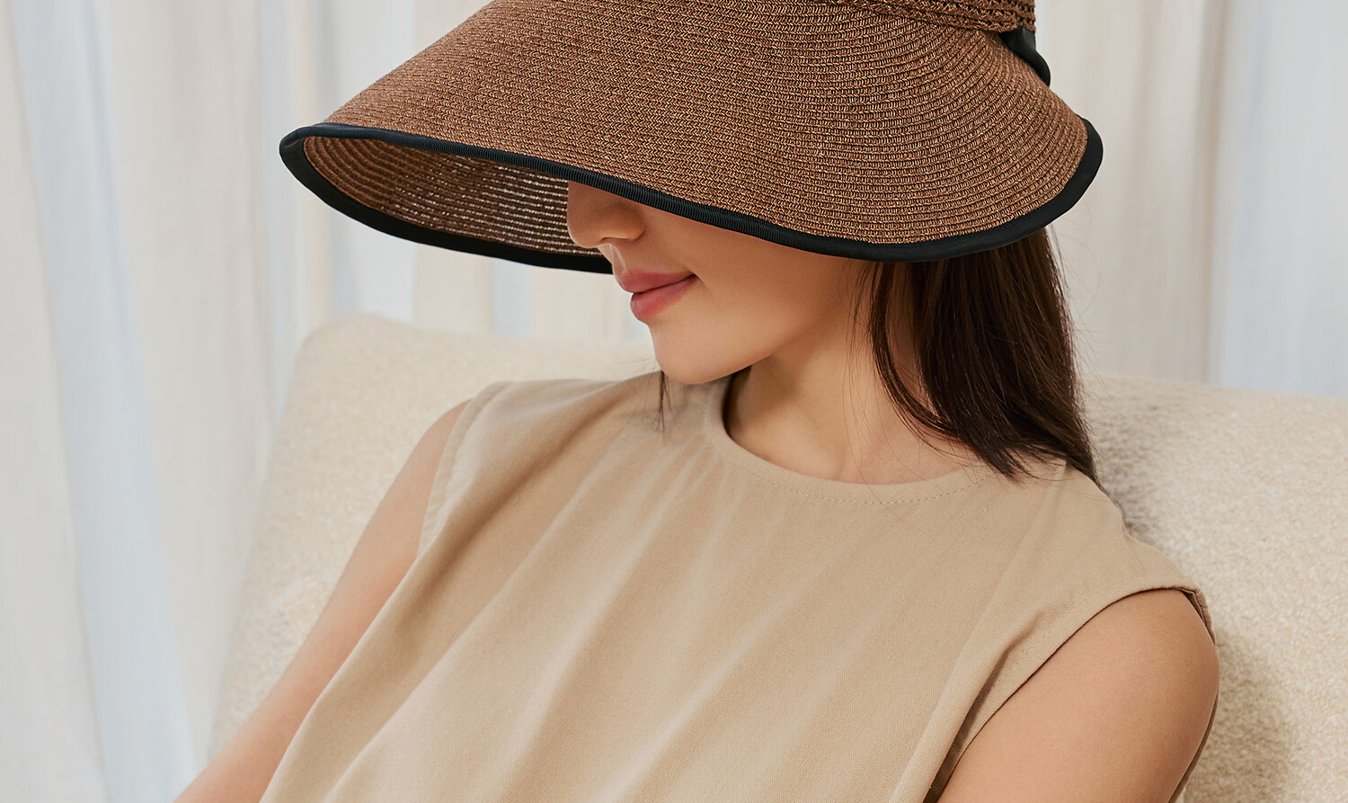 Siggi Women's Summer Sun Hat Straw Hat Wide Brim Foldable UV Protection Face Slimming Versatile Travel Sun Hat 48