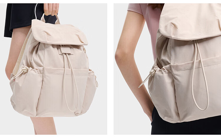 FILA Han So-hee Style Official Women's Summer Macaron Multi-Pocket Backpack School Bag Casual Bag 22