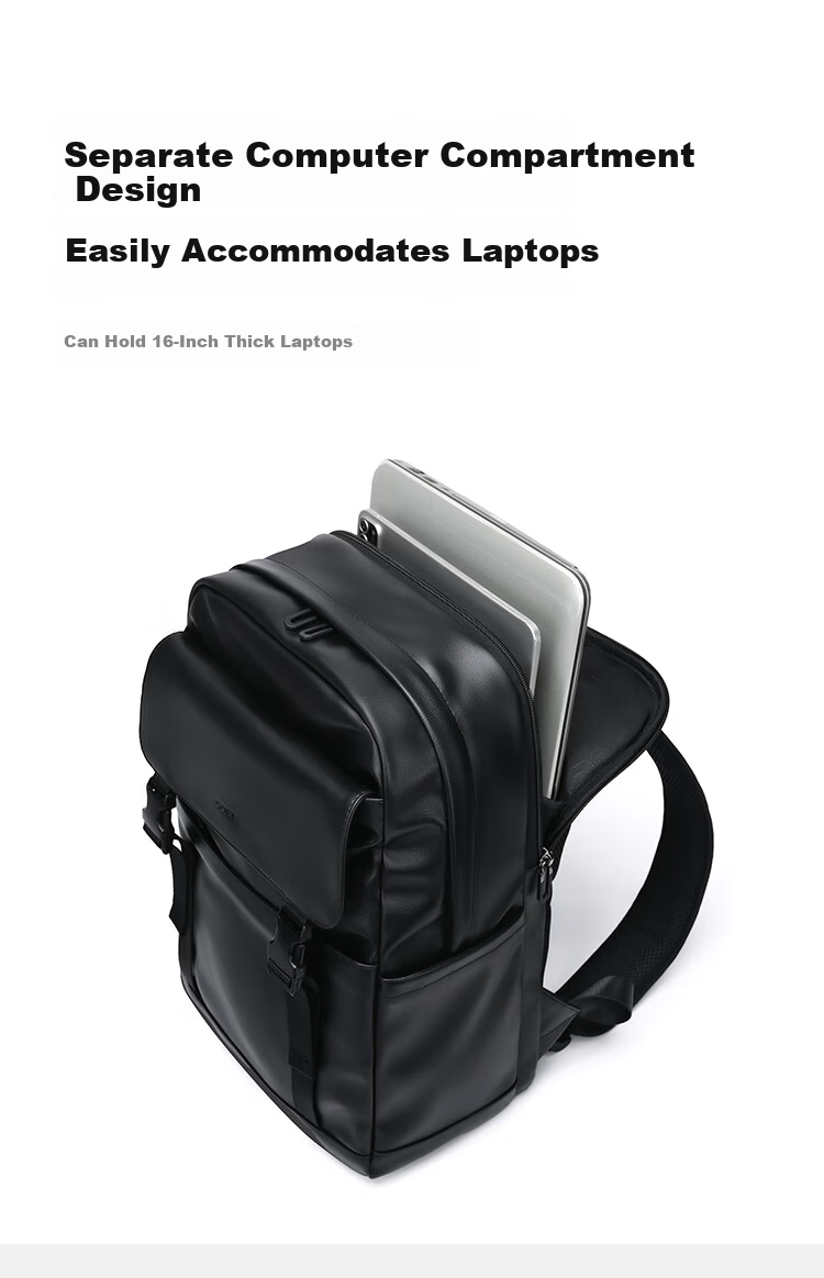 GOLF Men's Travel Backpack Unisex 15.6/16 Inch Laptop Student School Bag Soft Leather Business Backpack 8