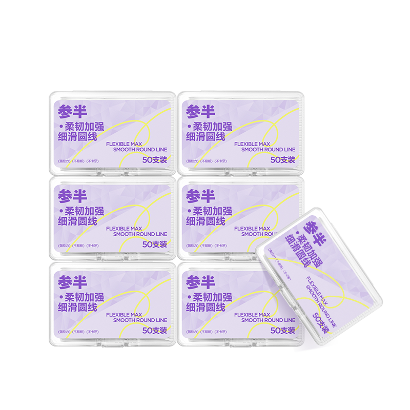 Canbebe Flexible Strengthened Dental Floss Smooth Round High-Toughness Break-Resistant Strong Pull Dental Floss Picks Dual-Use Toothpicks 50 Sticks * 7 Boxes