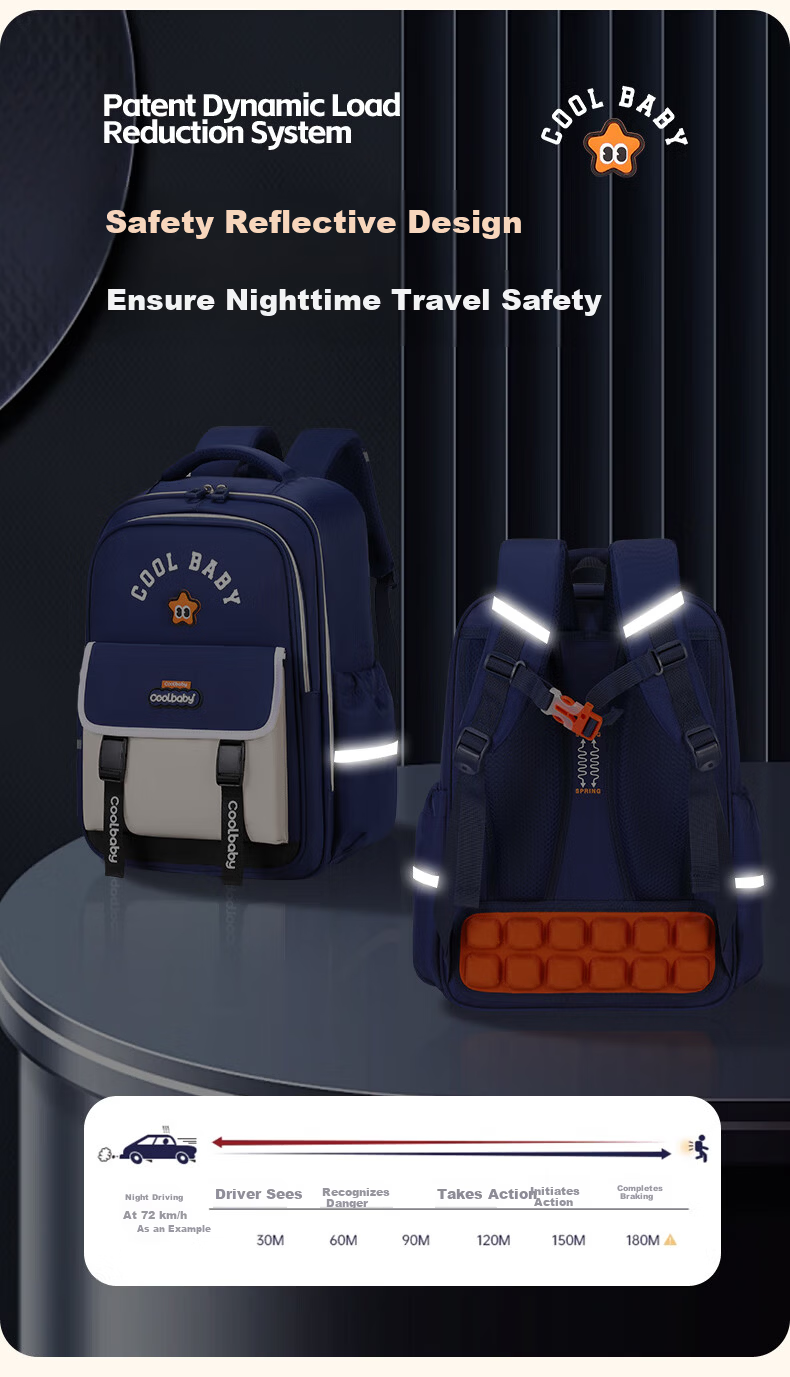 COOLBABY Primary School Backpack Kids Ergonomic Lightweight Boys Girls Grades 1-6 High Capacity Stylish Double Shoulder Bag 15