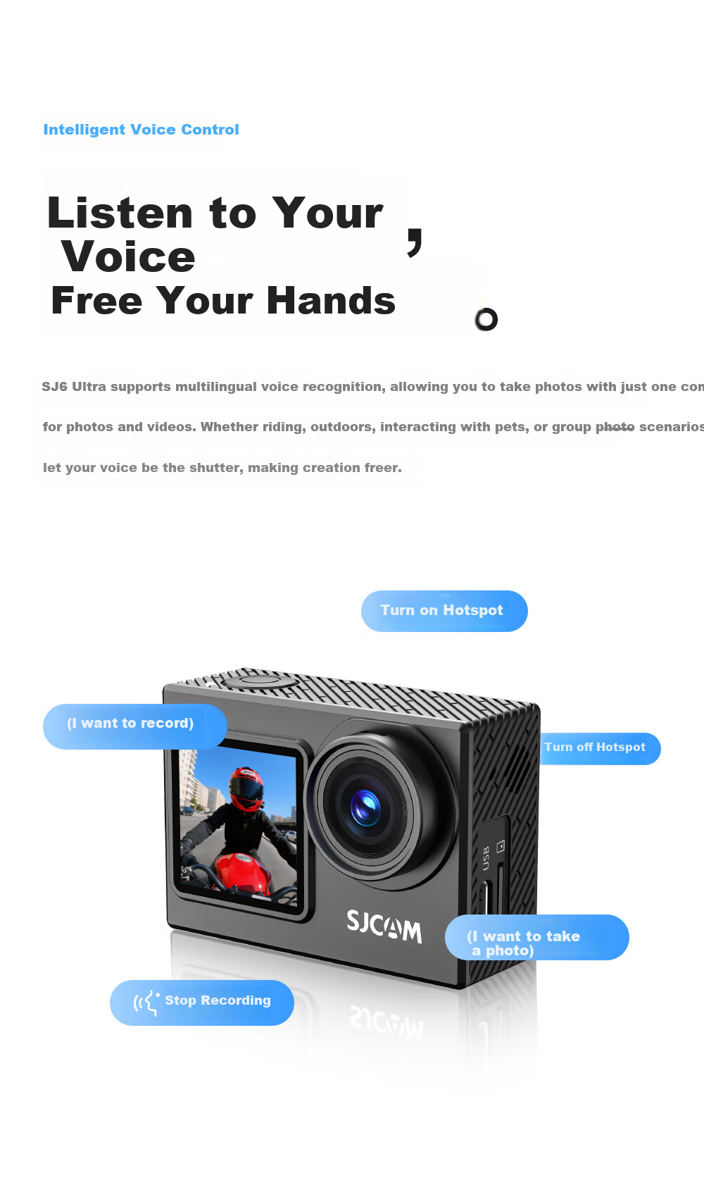SJCAM SJ6 Ultra 4K Vertical Shooting Action Camera Horizon Stabilization Voice Control Motorcycle DVR Fishing Outdoor First-Person Pre-Recording Vlog 32GB 9