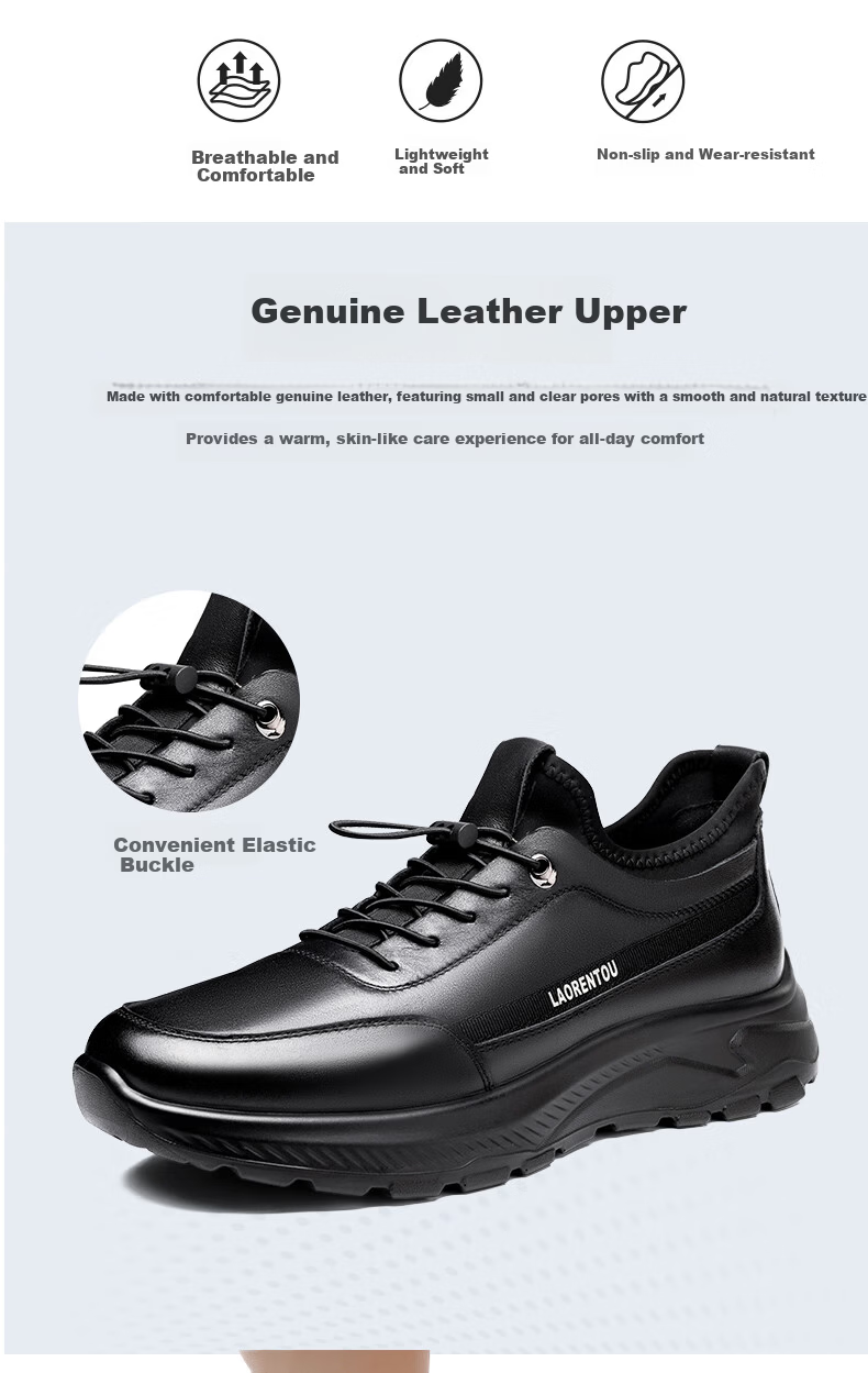 LAORENTOU Men's First Layer Cowhide Casual Sneakers Non-Slip Sports Shoes Black LA12231 Size 39 4