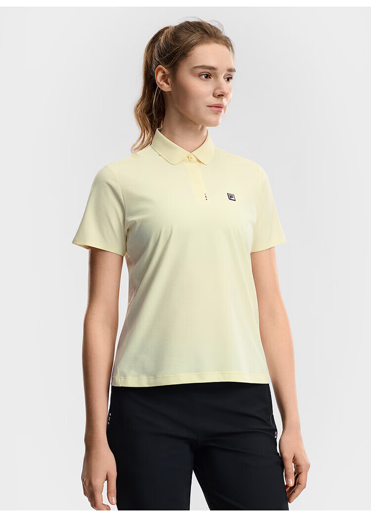 FILA Official Women's Knitted Short Sleeve Polo Shirt 2026 Summer Tennis Sports Quick-Dry Top 40