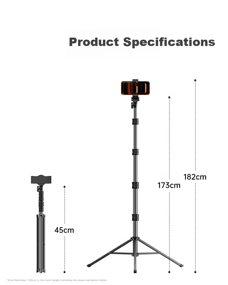 KOVOL [2.1 Meters Long] Floor Stand Selfie Stick Tripod for Live Streaming, Online Classes, Art Exams, Adjustable Height Tripod for Photography And Video Recording 17