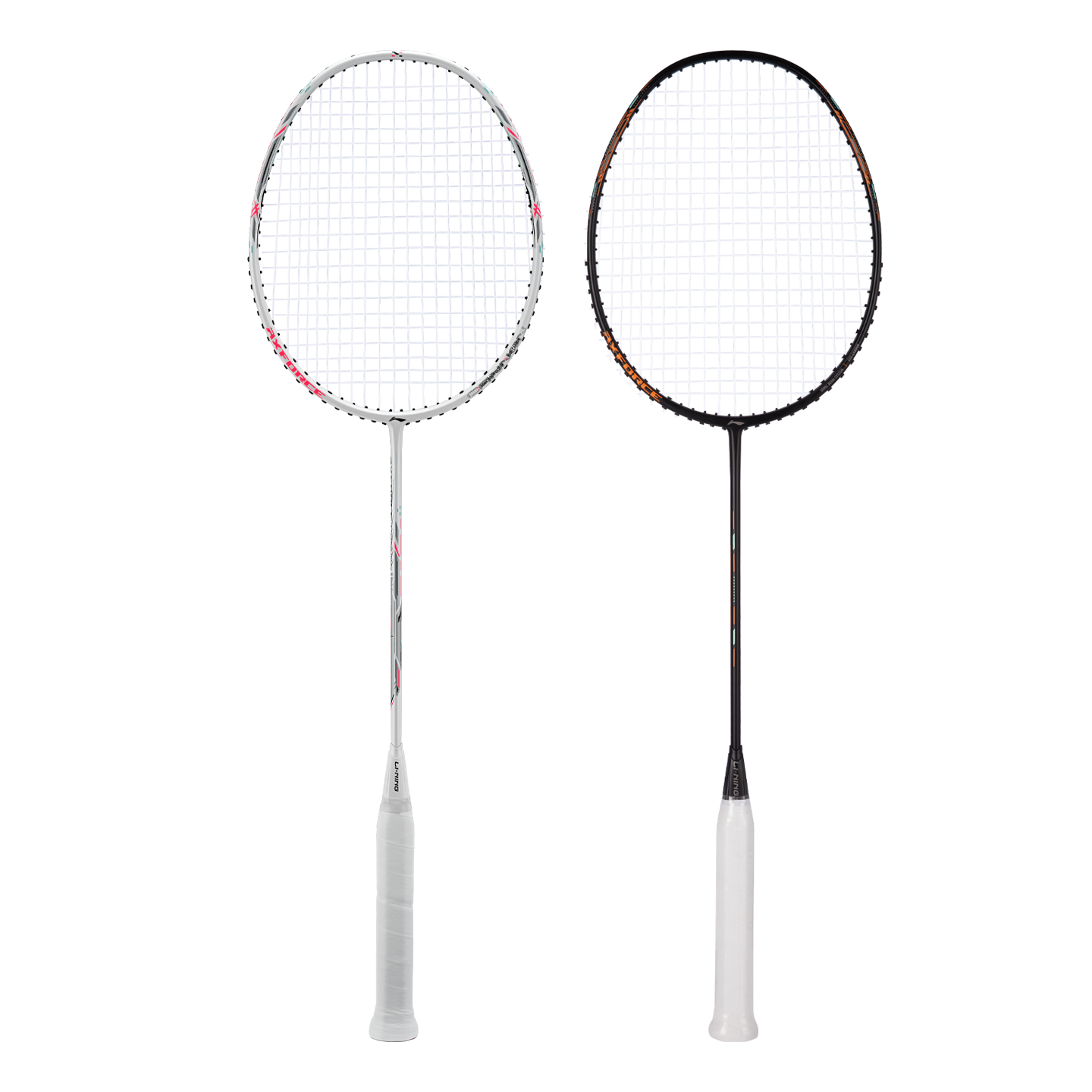 LI-NING Badminton Racket Full Carbon Thunder Small Steel Cannon 4U White VS Thunder EX Black 5U Pre-Strung Set