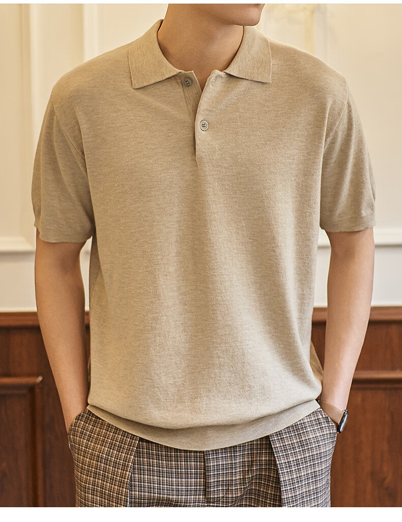 Dingfengbaoluo Vintage Old Coin Style Short Sleeve Men's Summer Luxury Business Polo Knit Casual Shirt KK65 Black 2XL 7