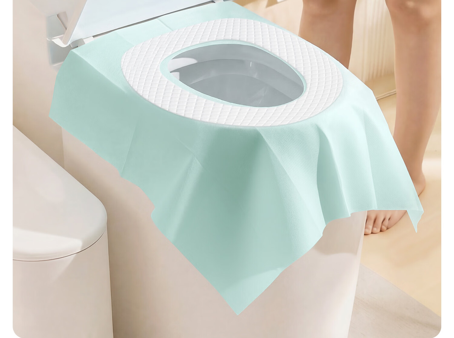 BADIGAO Disposable Toilet Seat Cover, Green Full Coverage, Travel Essential, Portable, Maternity Travel Toilet Seat Cover Set, Paper Seat Pad 19