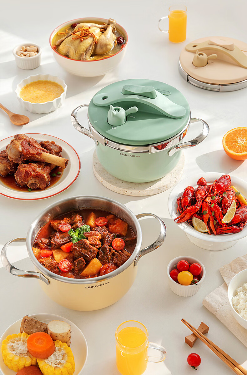 LINKFAIR Dingdang Mini Pressure Cooker Small Household Explosion-Proof One-Touch Open Close 1-2 Person Mini Pressure Cooker Compatible with Gas and Induction Cookers 7
