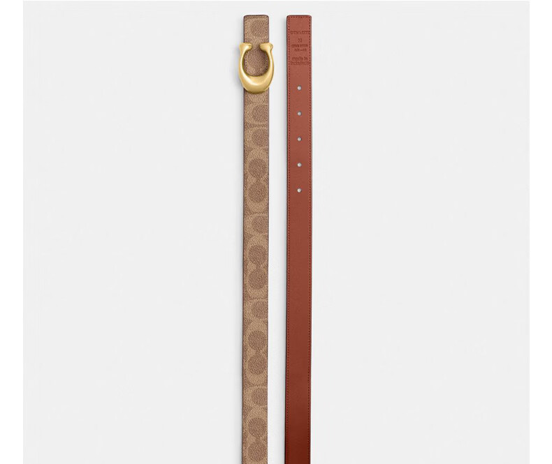 COACH Women's SCULPTED C Buckle Reversible 25MM Caramel Belt CEB69 4
