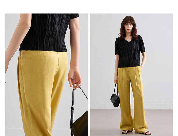 Demana [with Linen Lyocell] Summer Simple Commuter Draped Wide-Leg Pants Loose Slim Fit Versatile Women's Casual Trousers 9