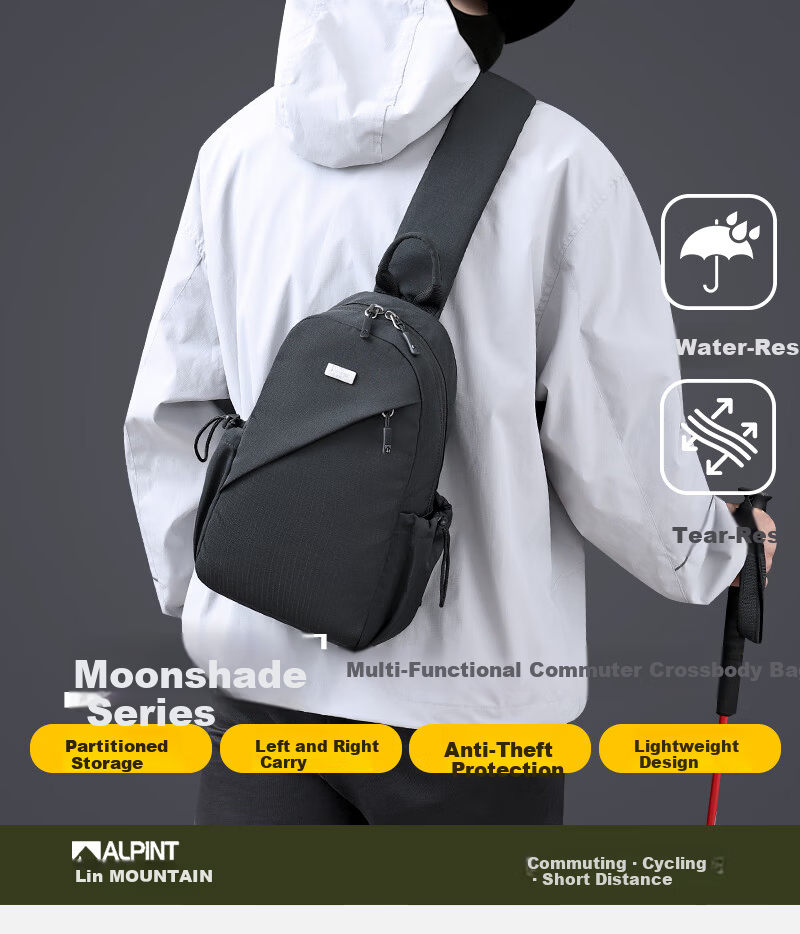 ALPINT MOUNTAIN Elmont Men's Chest Bag Casual Crossbody Shoulder Bag Trendy Small Backpack Large Capacity Commuting Cycling Sports 1