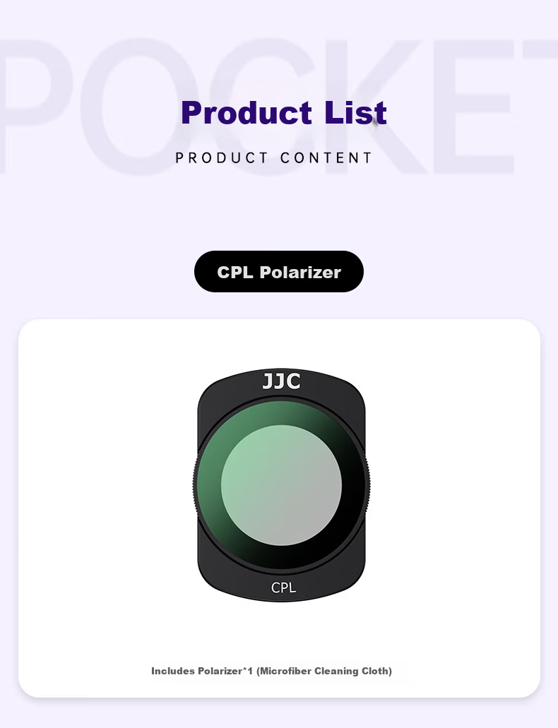 JJC DJI Pocket 4 Filter Kit Compatible with Pocket 3 CPL Polarizer Adjustable ND Neutral Density Soft Black Filter Accessories 11