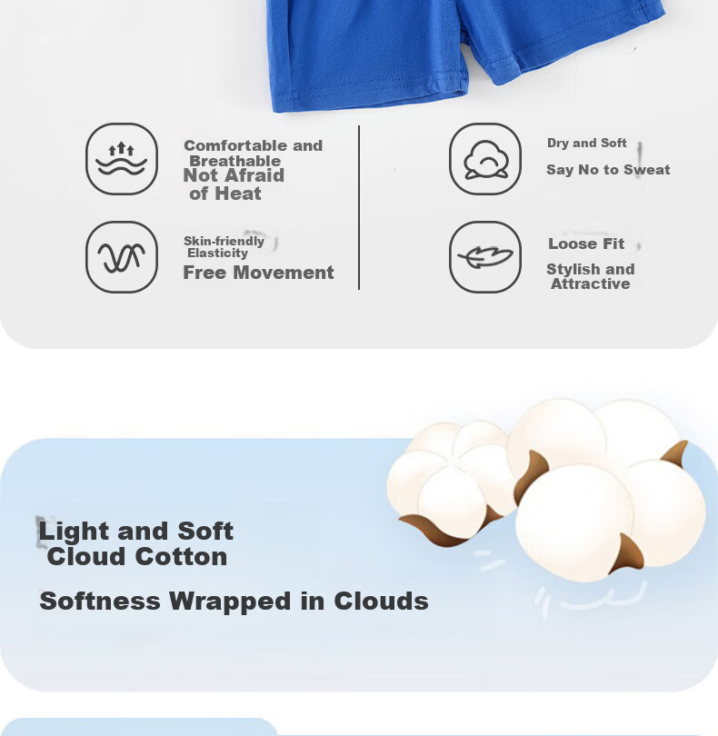 Badibadi Summer Baby Toddler Cotton Set Sleeveless Vest Shorts Unisex Baby Light Gray Cat Fishing 110 5